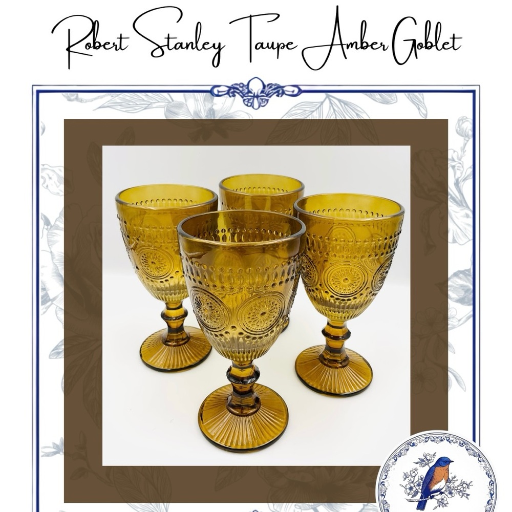 Vintage Robert Stanley Amber Goblet Set - Sold in Sets of 4